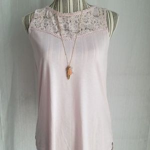 Sleeveless Soft Blush Lacy Top